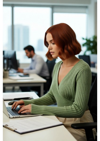 Kadın Antrasit Crop Boy Fitted Kruvaze Triko Kazak Günlük Şıklık ve Konforu Kış Sezonuna Taşır