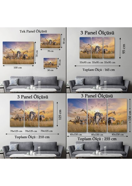 -Premier Kanvas Serileri- Hayvanlar Alemi Dekoratif Kanvas Tablo 1180