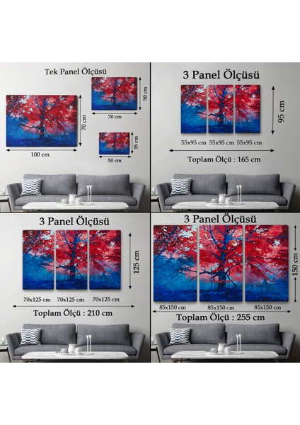 -Premier Kanvas Serileri- Ormandaki Güzel Sonbahar Ağacı Kanvas Duvar TABLOSU-1192