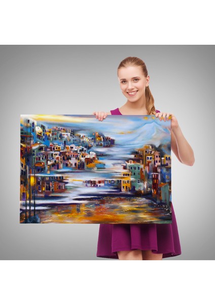 -Premier Kanvas Serileri- Volkan Eteğindeki Kasaba Duvar TABLOSU-1226 fırsatları