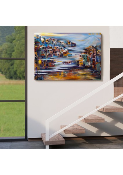 -Premier Kanvas Serileri- Volkan Eteğindeki Kasaba Duvar TABLOSU-1226 indirimleri