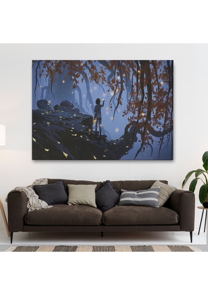 -Premier Kanvas Serileri- Ağaçlardan Düşen Parlak Yaprakları Toplayan Kadın TABLOSU-1243 fiyatları