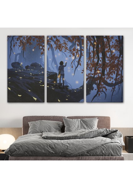 -Premier Kanvas Serileri- Ağaçlardan Düşen Parlak Yaprakları Toplayan Kadın TABLOSU-1243 modelleri