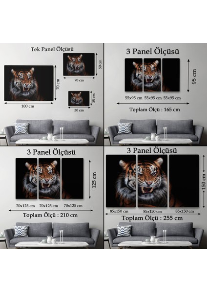 -Premier Kanvas Serileri- Kaplan Dekoratif Kanvas Tablo 1156