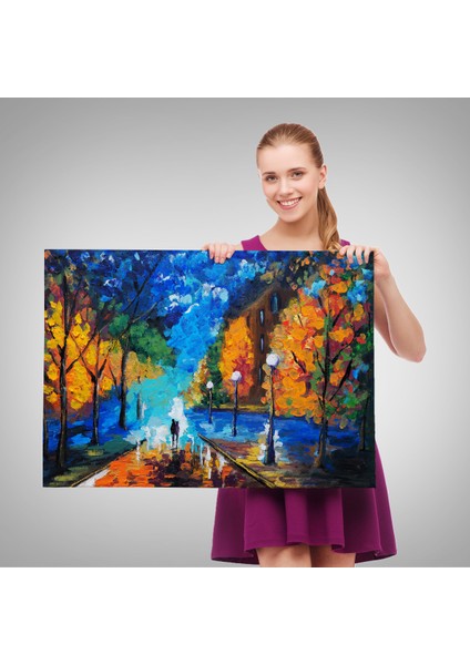 -Premier Kanvas Serileri- Gece Sokakta Yürüyen Sevgililer, Kanvas Duvar TABLOSU-1184 fırsatları