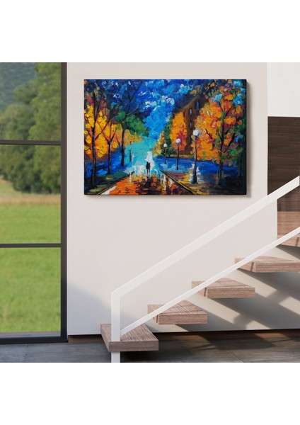 -Premier Kanvas Serileri- Gece Sokakta Yürüyen Sevgililer, Kanvas Duvar TABLOSU-1184 indirimleri