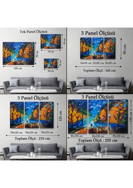 -Premier Kanvas Serileri- Gece Sokakta Yürüyen Sevgililer, Kanvas Duvar TABLOSU-1184