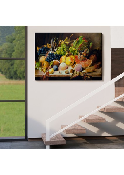 -Premier Kanvas Serileri- Masa Üstündaki Meyveler Yağlı Boya Görünümlü TABLO-1221 indirimleri