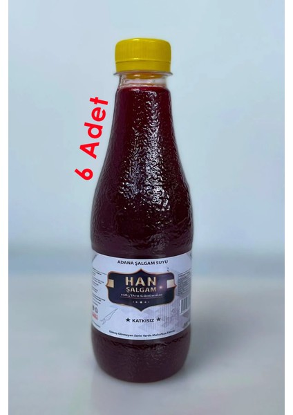Şalgam Katkısız Adana Şalgamı Sade Acısız 330 ml (6 Adet)