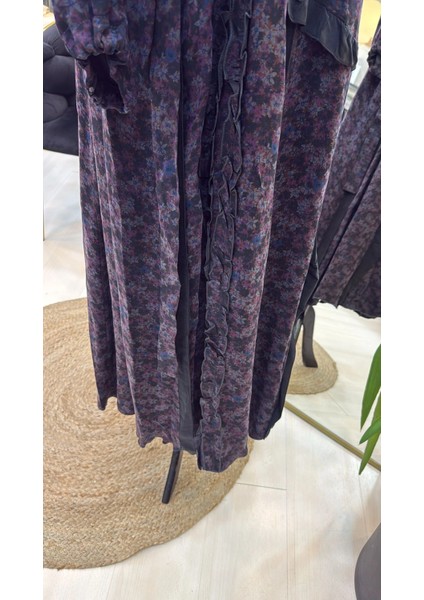 Desenli Cupro Elbise 38829 Lila indirimleri