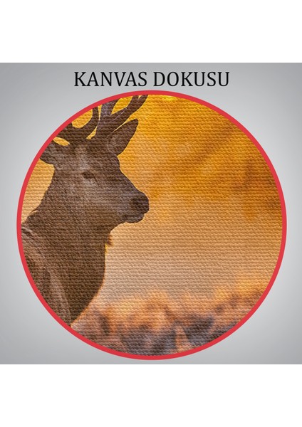 -Premier Kanvas Serileri- Geyik Gün Batımı Dekoratif Kanvas Tablo 1120