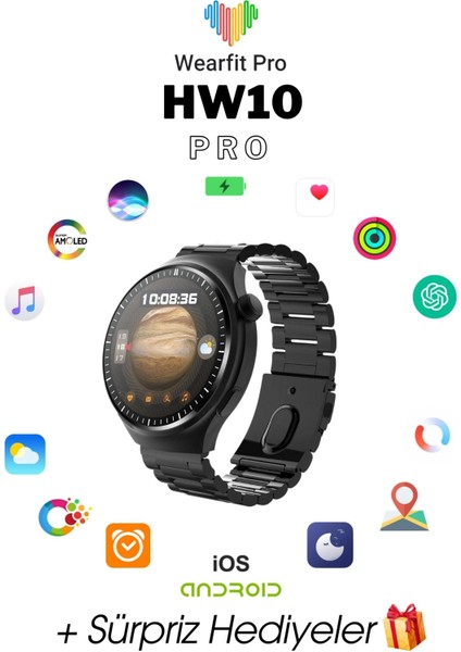 HW10 Pro 1.52 Inç 38 mm Yuvarlak Amoled Ekran Yapay Zeka Destekli Akıllı Saat