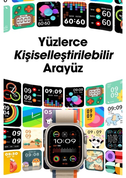 Wearfit HW69 Ultra 2 Akıllı Kol Saati Model:inç 49MM Amoled Ekran (Gri)