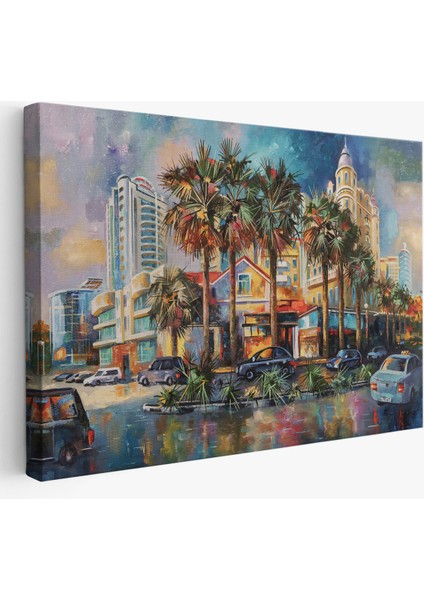 -Premier Kanvas Serileri- Yağmurdan Sonra Sevilen Sochi Şehrinin Mimari Manzara Kanvas Duvar TABLOSU-1114