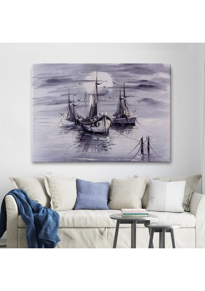 -Premier Kanvas Serileri- Venedik Italya Yelkenli Limanı Yağlı Boya Görünümlü TABLO-1200 fiyatları