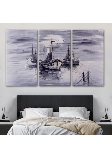 -Premier Kanvas Serileri- Venedik Italya Yelkenli Limanı Yağlı Boya Görünümlü TABLO-1200 modelleri