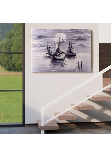 -Premier Kanvas Serileri- Venedik Italya Yelkenli Limanı Yağlı Boya Görünümlü TABLO-1200 indirimleri