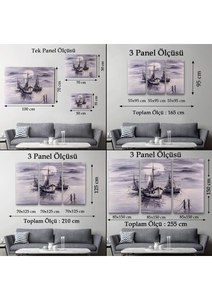 -Premier Kanvas Serileri- Venedik Italya Yelkenli Limanı Yağlı Boya Görünümlü TABLO-1200