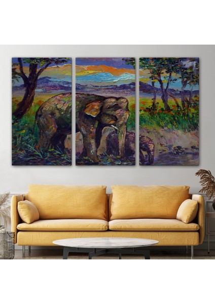 -Premier Kanvas Serileri- Ormandaki Yavru Fil ve Anne Fil TABLOSU-1242 modelleri