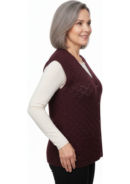 Kadın Kışlık Anne Yelek Pamuklu Triko Örme Düğmeli Cepli Klasik Esnek Rahat modelleri