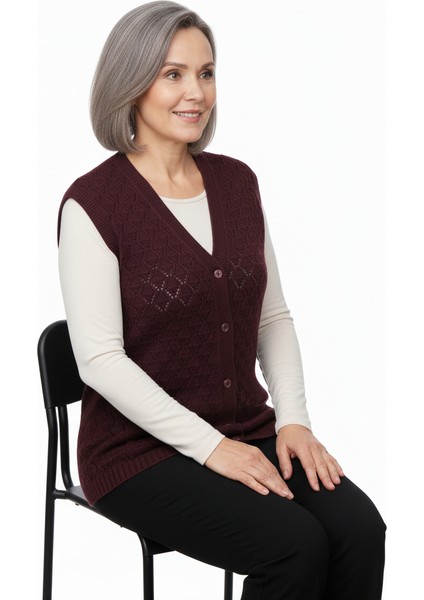 Kadın Kışlık Anne Yelek Pamuklu Triko Örme Düğmeli Cepli Klasik Esnek Rahat fırsatları