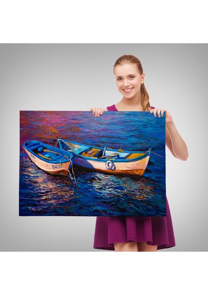 -Premier Kanvas Serileri- Balıkçı Tekneleri Kanvas Duvar TABLOSU-1191 fırsatları