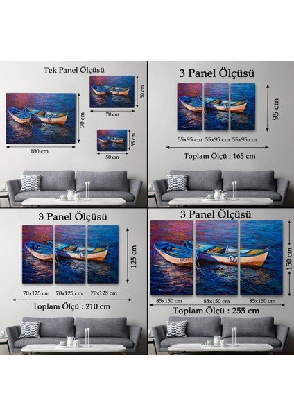 -Premier Kanvas Serileri- Balıkçı Tekneleri Kanvas Duvar TABLOSU-1191