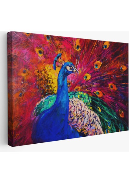 -Premier Kanvas Serileri- Çok Renkli Tavus Kuşu Modern Sanat Kanvas Duvar TABLOSU-1112