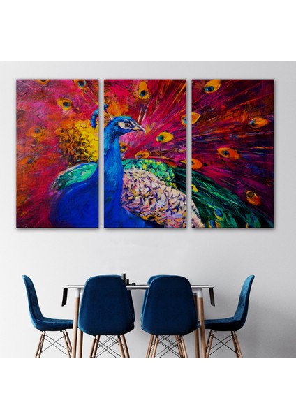 -Premier Kanvas Serileri- Çok Renkli Tavus Kuşu Modern Sanat Kanvas Duvar TABLOSU-1112 modelleri