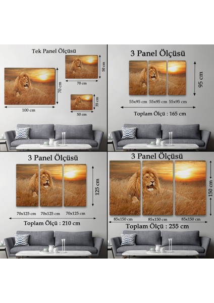 -Premier Kanvas Serileri- Erkek Aslan Dekoratif Kanvas Tablo 1138