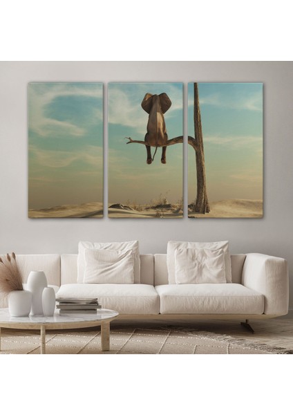 -Premier Kanvas Serileri- Ağaç Dalında Oturan Fil Dekoratif Kanvas Tablo 1171 modelleri
