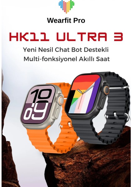 HK11 Ultra3 Yeni Nesil Chat Bot Destekli Yeni Özelliklere Sahip 49MM Amoled Ekran Akıllı Saat