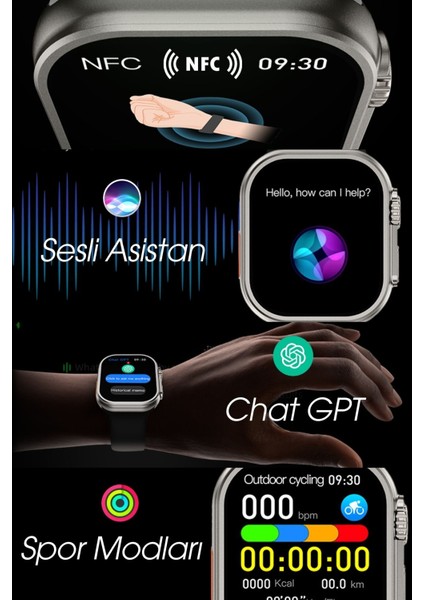 HK11 Ultra3 Yeni Nesil Chat Bot Destekli Yeni Özelliklere Sahip 49MM Amoled Ekran Akıllı Saat