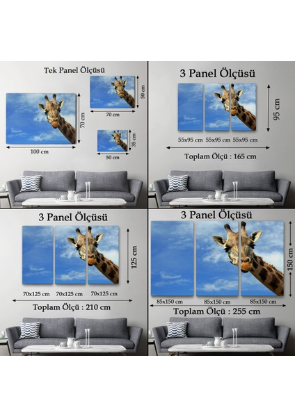 -Premier Kanvas Serileri- Zürafa Dekoratif Kanvas Tablo 1116