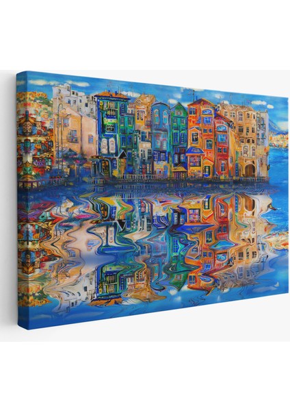 -Premier Kanvas Serileri- Amsterdam Hollada Şehir Yansıması Duvar TABLOSU-1208