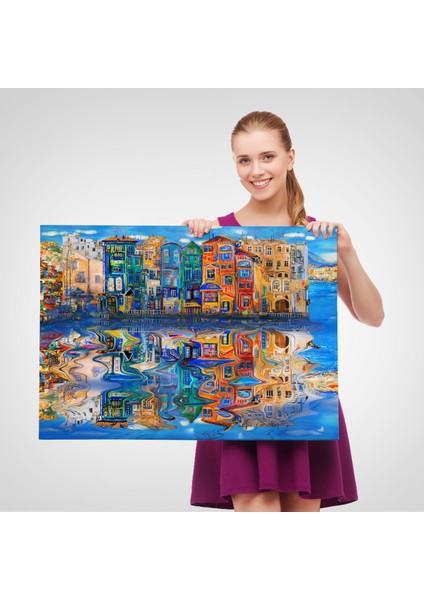 -Premier Kanvas Serileri- Amsterdam Hollada Şehir Yansıması Duvar TABLOSU-1208 fırsatları