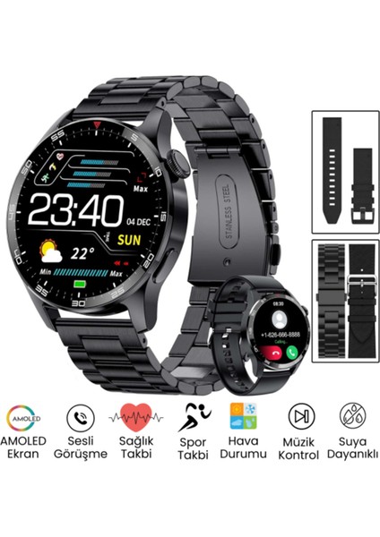 Watch Gt3 Pro Siyah Erkek Akıllı Saat - Sesli Görüşme, Nfc,gps, Android & iPhone & Huawei Uyumlu 8,9