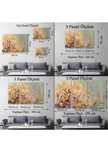 -Premier Kanvas Serileri- Renkli Yapraklar Duvar TABLOSU-1240