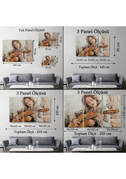 -Premier Kanvas Serileri- Gitar Çalan Kız Duvar TABLOSU-1241