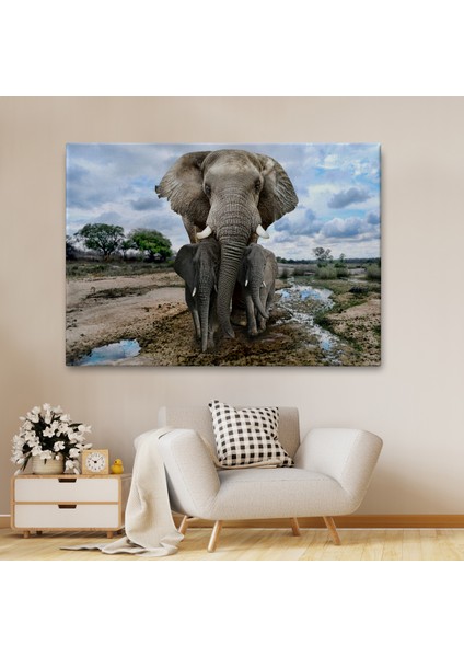 -Premier Kanvas Serileri- Fil ve Yavruları Dekoratif Kanvas Tablo 1134 fiyatları