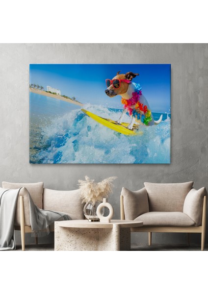 -Premier Kanvas Serileri- Su Kayağı Yapan Köpek Dekoratif Kanvas Tablo 1155 fiyatları