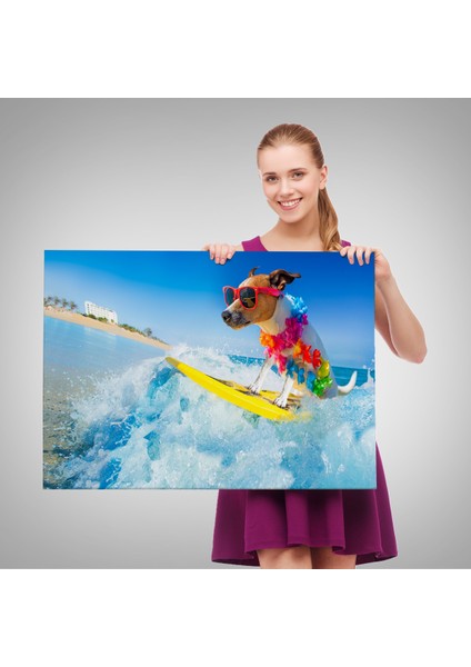 -Premier Kanvas Serileri- Su Kayağı Yapan Köpek Dekoratif Kanvas Tablo 1155 fırsatları
