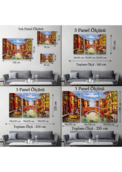 -Premier Kanvas Serileri- Venedik Italya Yağlı Boya Görünümlü TABLO-1201