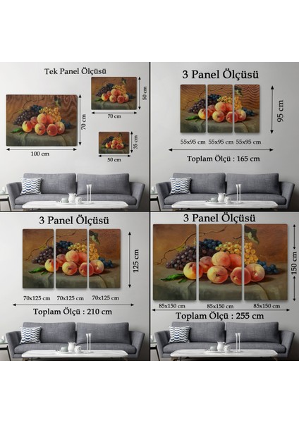 -Premier Kanvas Serileri- Masa Üstündaki Meyveler Yağlı Boya Görünümlü TABLO-1233