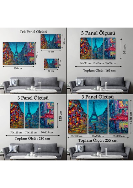 -Premier Kanvas Serileri- Fransa Paris Sokakları Duvar TABLOSU-1219