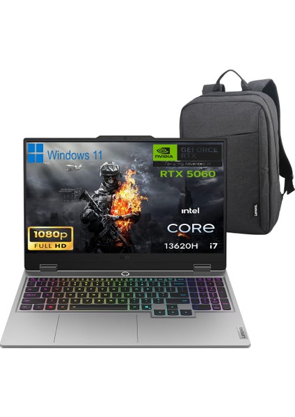 Loq 15IRX10 83JE00ETTR P2 I7-13650HX 16GB Ddr5 512GB SSD RTX5060-8GB 15.6" IPS 144Hz WIN11 Taşınabilir Bilgisayar (Lenovo Çanta Hediyeli)