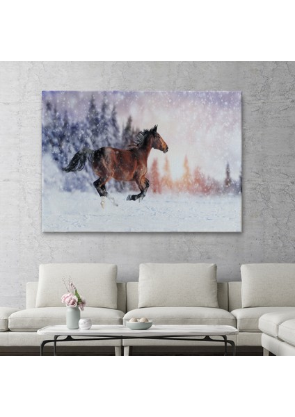 -Premier Kanvas Serileri- Karda Koşan At Dekoratif Kanvas Tablo 1133 fiyatları