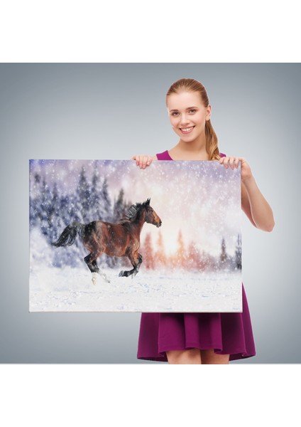 -Premier Kanvas Serileri- Karda Koşan At Dekoratif Kanvas Tablo 1133 fırsatları