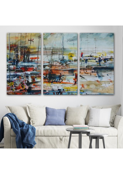 -Premier Kanvas Serileri- Limandaki Tekneler Kanvas Duvar TABLOSU-1185 modelleri