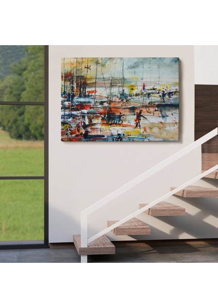 -Premier Kanvas Serileri- Limandaki Tekneler Kanvas Duvar TABLOSU-1185 indirimleri